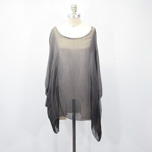 Sofia made in Italy Blouse M/L Sheer Silk Chiffon Scoop Neck Oversized Tunic